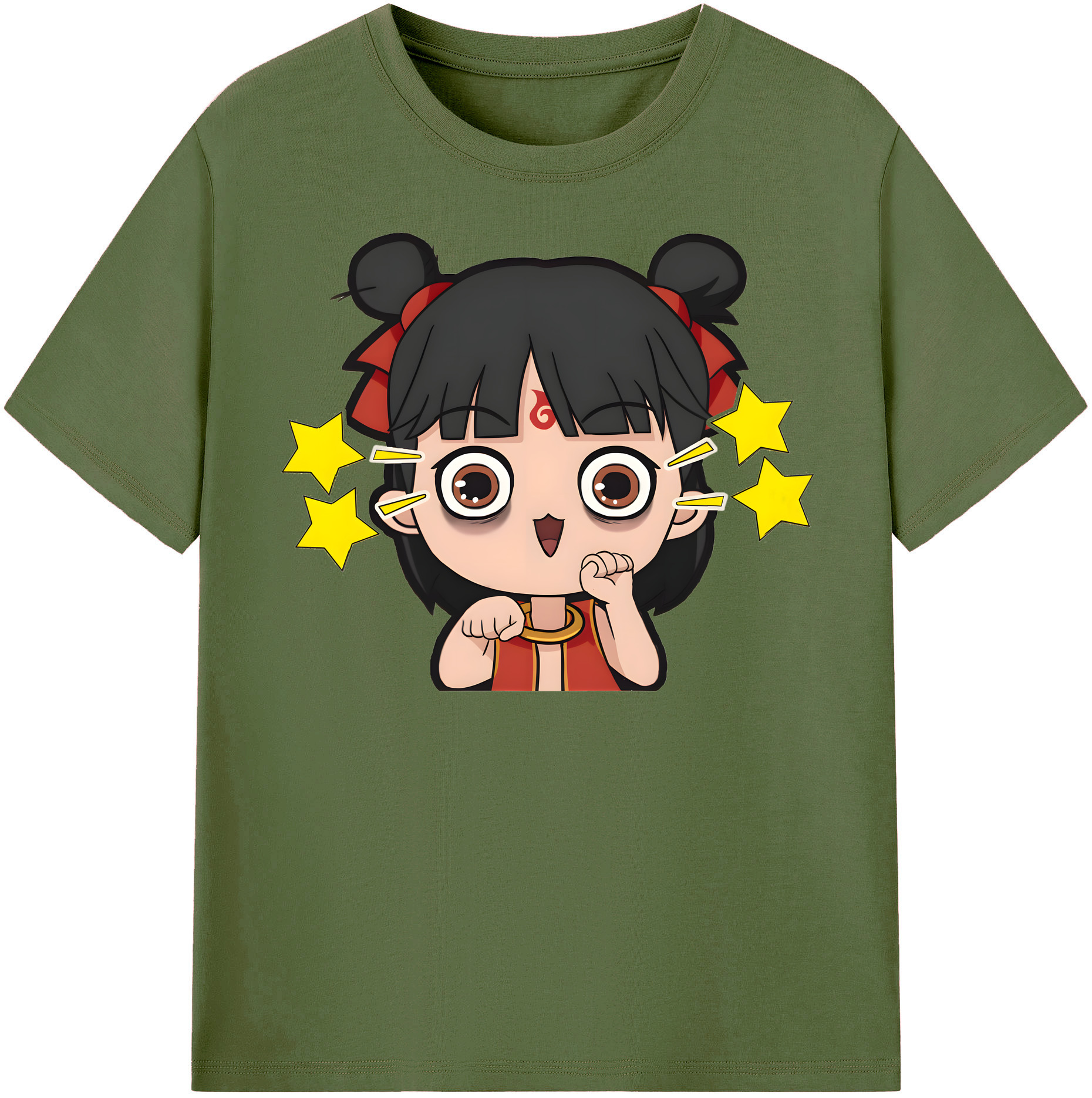（画像用） Ne Zha 2 ナタ 魔童の大暴れ 綿100％半袖Tシャツ（フロントプリント）